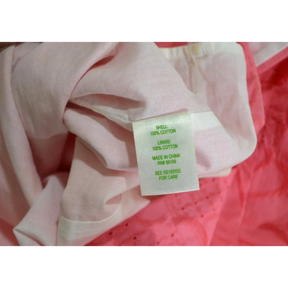 Lilly Pulitzer Pink Cotton Eyelet Strapless Mini Dress Coquette Preppy, Size 2 - Picture 7 of 9